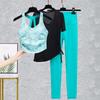 Women Dance Outfit Backless Crop Top High Waist Leggings 2Pcs Set Stage Performance