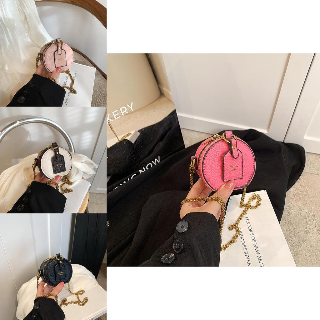 Stylish Retro Mini Round Bag For Kids And Adults With Chain Design Lightweight