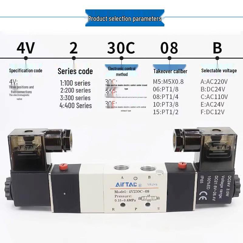 AIRTAC 4V Series Solenoid Valve: 4V230C08BI, 4V230C08BT, 4V230C08B-W