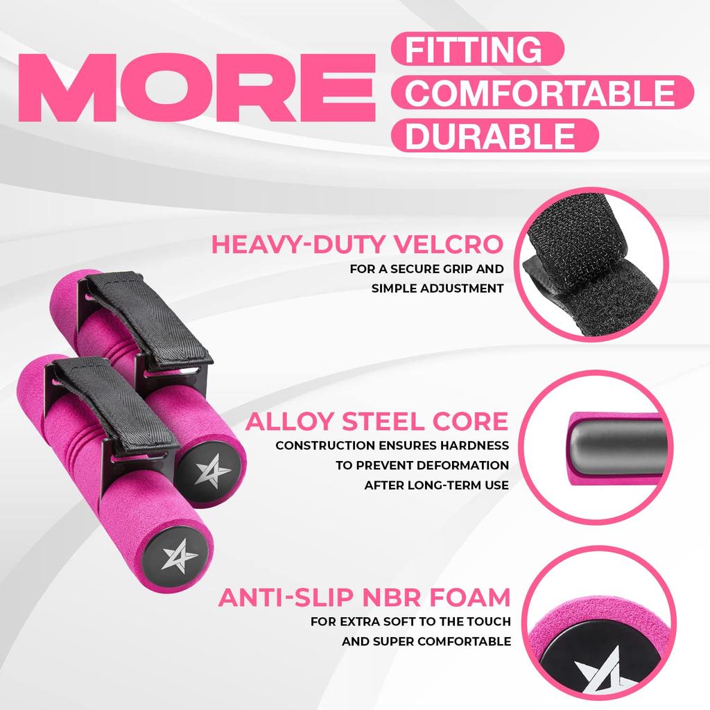 Yes4All Dumbbell Hand Weights, Set of 2, Pink, Adjustable Straps, 0.9kg [Officially Imported from Japan] GW0K