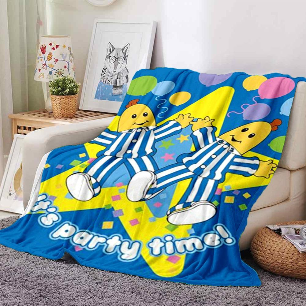 Bananas In Pyjamas Print Flannel Blanket High Quality Warm Comfortable Cover for All Seasons Perfect for Gifts Home Decor