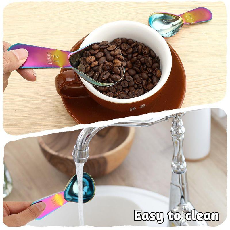 AEE4-15Ml And 30Ml Stainless Steel Coffee Spoon Set, Small Spoon For Coffee Pot, Measuring Spoon For Ground Coffee,