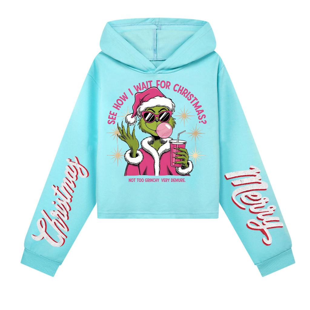 Kids' Casual Fashion Christmas Printed Long Sleeve Hooded Sweatshirt (No Drawstring)