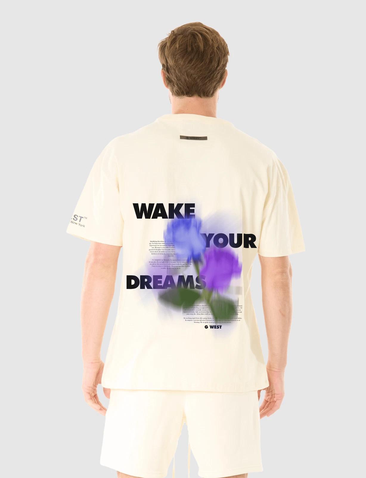 G WEST WAKE YOUR DREAMS T-SHIRT - CLOUD CREAM L