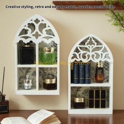 KX4B MultiLayer Wall Shelf French Quatrefoils Frame Precise Carveds Home Decors