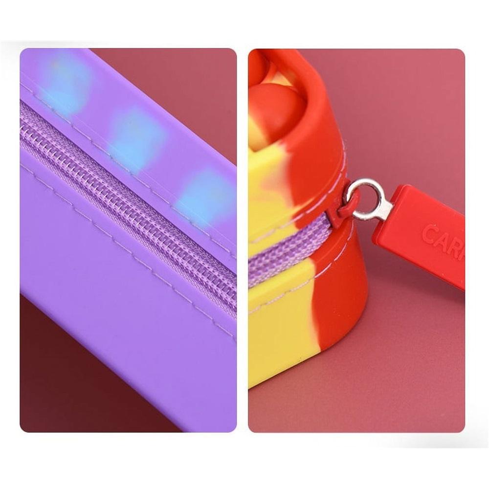 Coin Purse Pencil Bag Push Bubble Sensory Fidget Toy,Silicone Student Pencil Case Autism Stress Reliever Anxiety Relief Toys