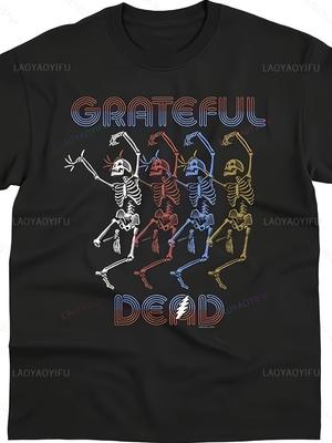 ZX Tee Liquid Blue Unisex-Adult Standard Grateful Marquee Dead Cotton T-shirt  Breathable Camisetas Nostalgia Retro Street Fashion Tops