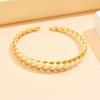 18K Gold Vacuum-Plated Twisted Cable Knit Open Cuff Bangle for Women