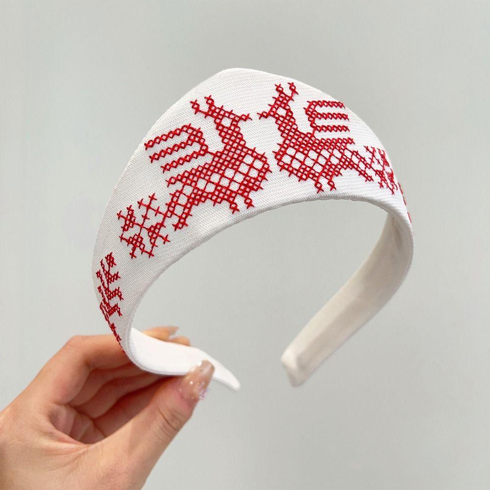 Floral Embroidery Crown Headband Elastic Hair Band New Hairpin Headband  Hair Accessories