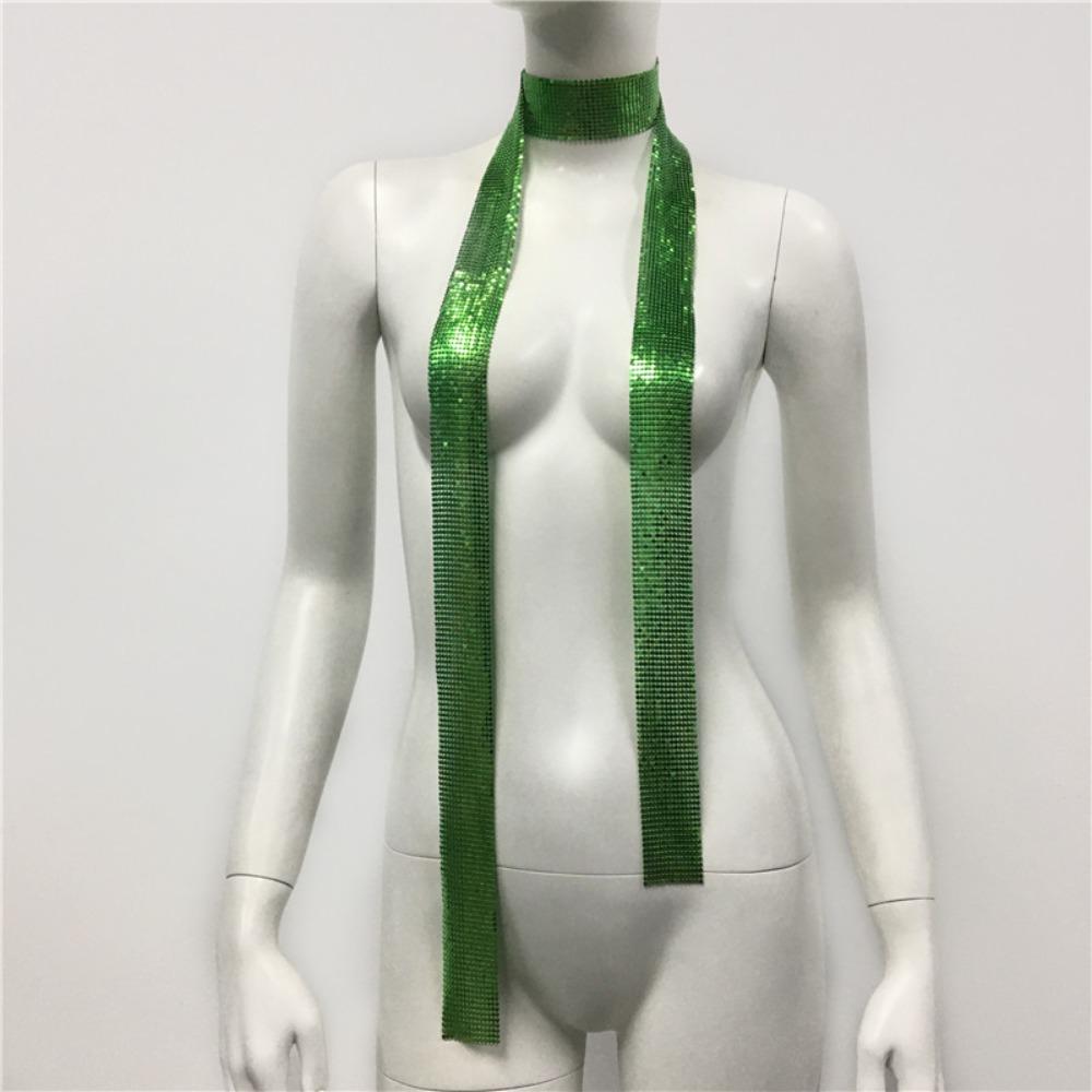 Aesthetic Sequin Scarf Metal Bling Neckerchief Lightweight Slender Scarf  Party