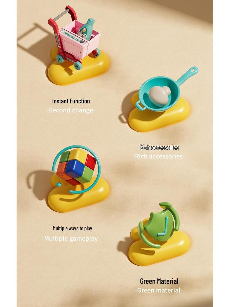 Mini Kitchen Playset: Pretend Play Shopping Cart & Cooking Toys for Kids