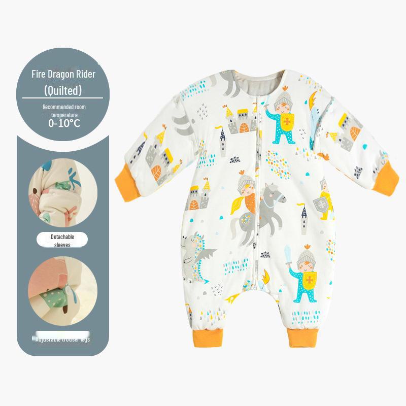 Sac de dormit pentru bebeluși Inxiuli din bumbac pur, cu picioare separate, anti-lovire, îngroșat pentru toamnă și iarnă