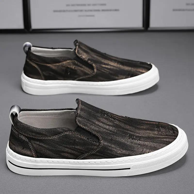 Sneakers Round Toe Lightweight Canvas Slip-on Casual Shoes for Men Classic Original Adults In Promotion Retro Vulcanize Man Shoe
