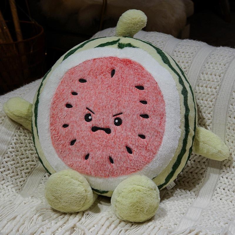 Cartoon Cute Expression Watermelon Throw Pillow Plush Toy Doll Watermelon Doll Home Sofa Pillow Doll