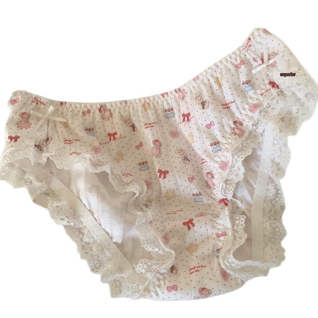 Kuchen Hase Bär Damen Dreieck Französische Slips - Weich, Eng anliegend, Baumwollzwickel, Mädchenhaftes Design