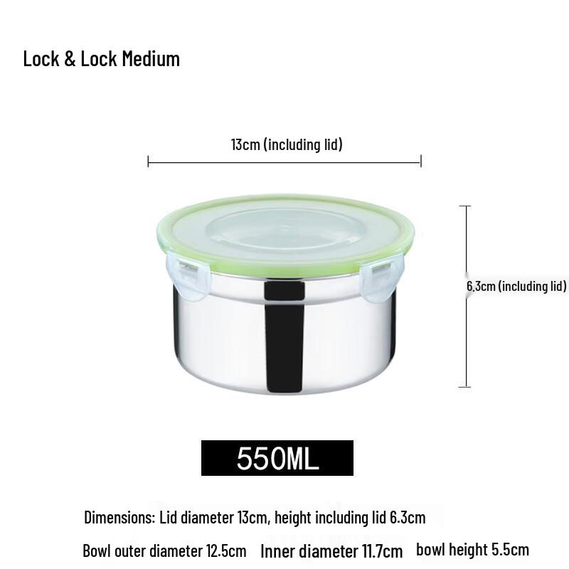 Lainuo 304 Stainless Steel Food Storage Bowls - Medium (Set of 5)