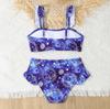 Girls Two Piece Swimsuit Set Tankini Top and High Waist Bottoms with Ruffle Detail Comfortable Fit Durable Fabric for Swimming