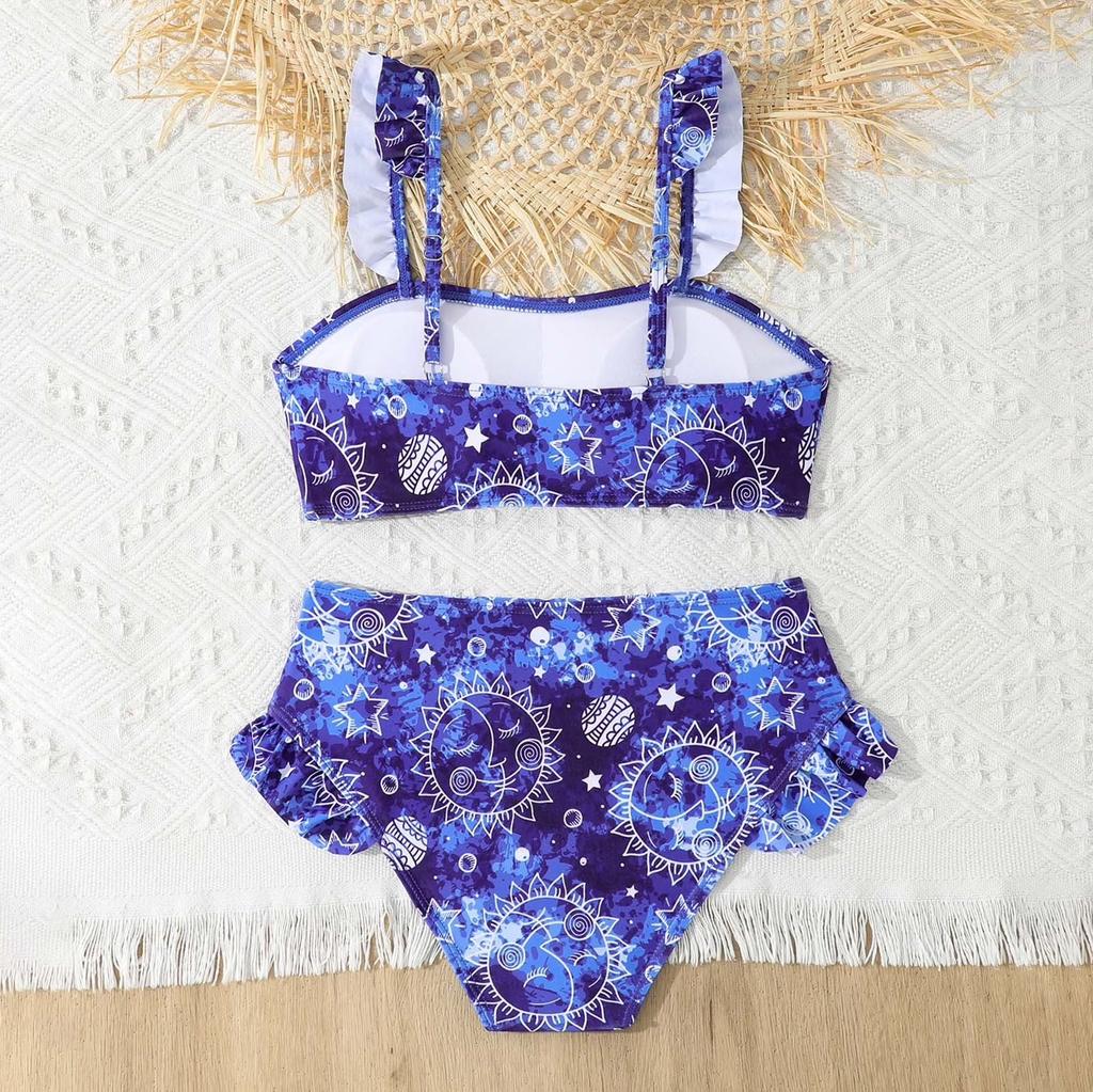 Girls Two Piece Swimsuit Set Tankini Top and High Waist Bottoms with Ruffle Detail Comfortable Fit Durable Fabric for Swimming
