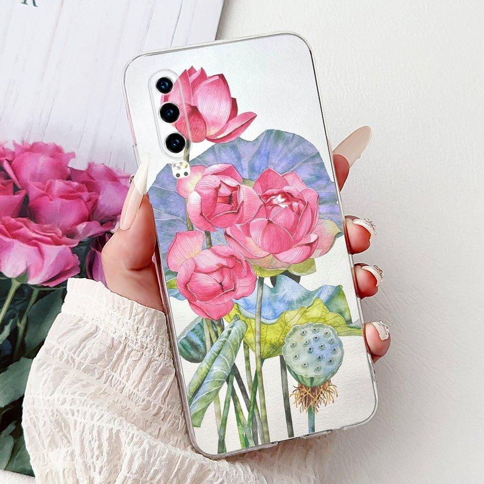 For Huawei P30 Case P30 Pro Cover ELE-L29 ELE-L04 VOG-L29 VOG-L09 Fashion Flower Soft Silicone Bumper For HuaweiP30 P30Pro Coque
