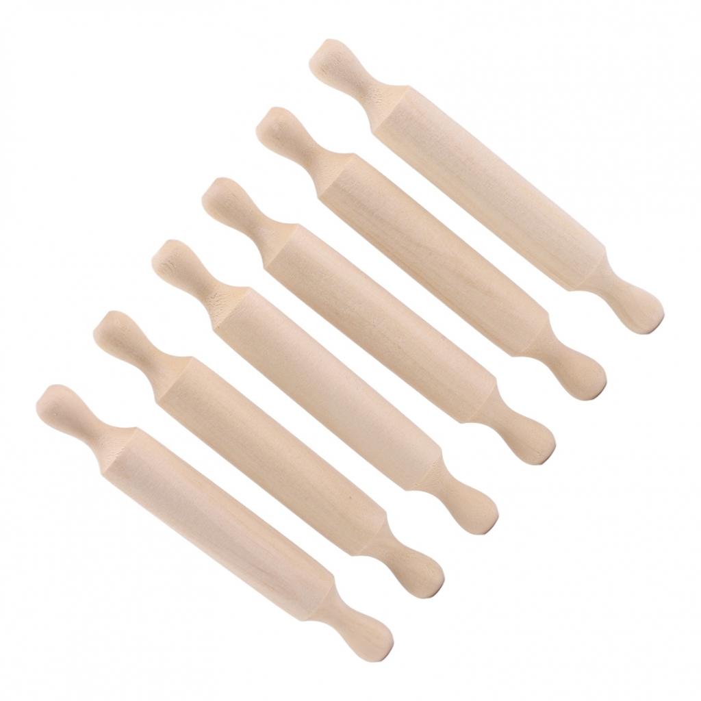 6pcs For Mini Wooden Rolling Pins 14x2cm for Children Baking and Craft Use