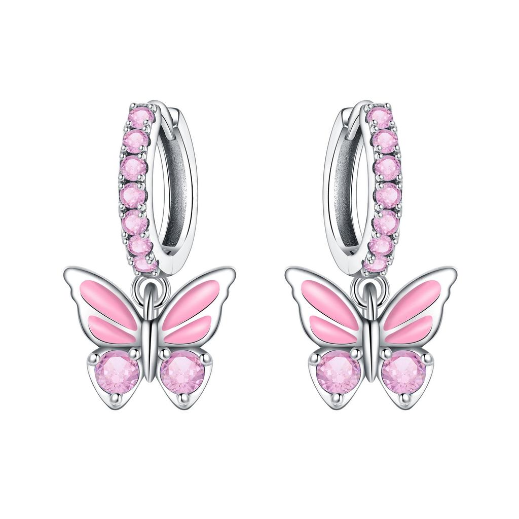 S925 Silver Exquisite Butterfly Hoop Earrings With Sparkling Zircon Dragonfly Design Elegant And Versatile Accessory