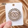 Strong Buckle Brooch Retro Style Pin, Hollow Flower Design Lapel Pin with Buckle, Sparkling Rhinestones Inlaid Anti-exposure Badge for Coats
