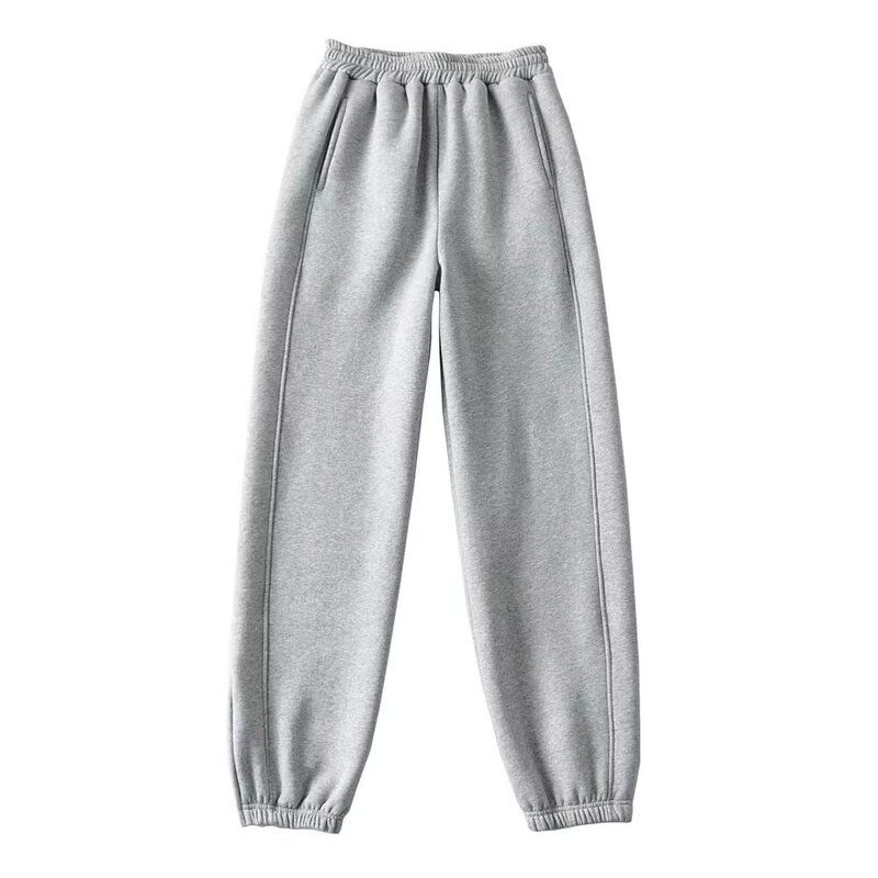 

Style 2023 New Arrival Women s Clothing Slim Looking Easiest for Match American High Waist Velvet Padded Loose Tappered Zipper Sweatpants Trousers Gray M