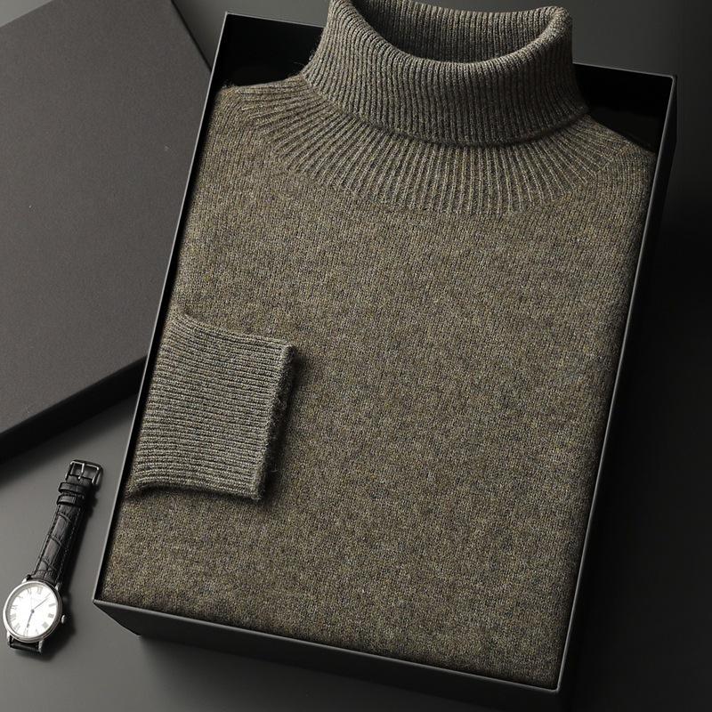 Cashmere 2025 Men's High Neck Solid Color Pullover Sweater - Autumn/Winter Collection