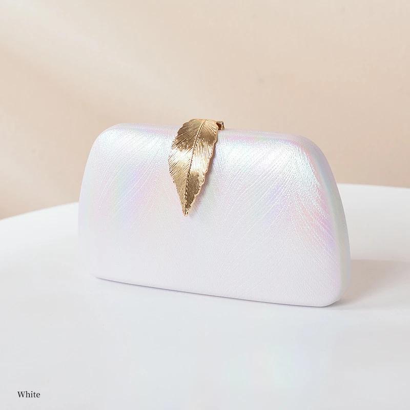 

Gradient PU Evening Clutch Bag Ladies Handbag Party Purse for Bridal Metal Leaf Lock Shoulder Bag Fashion Luxury Banquet Bags