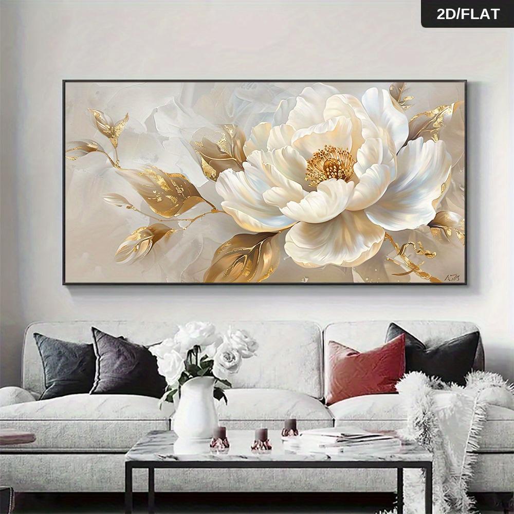 

A modern abstract gold peony mural - perfect for living room and bedroom décor. The soft, light-colored printed canvas features (as the picture,50x100cm No Frame)