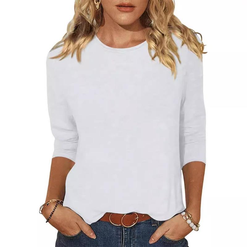 Dámský top nadměrné velikosti, nový, jednobarevný, ležérní, s kulatým výstřihem a sedmirukávovým rukávem