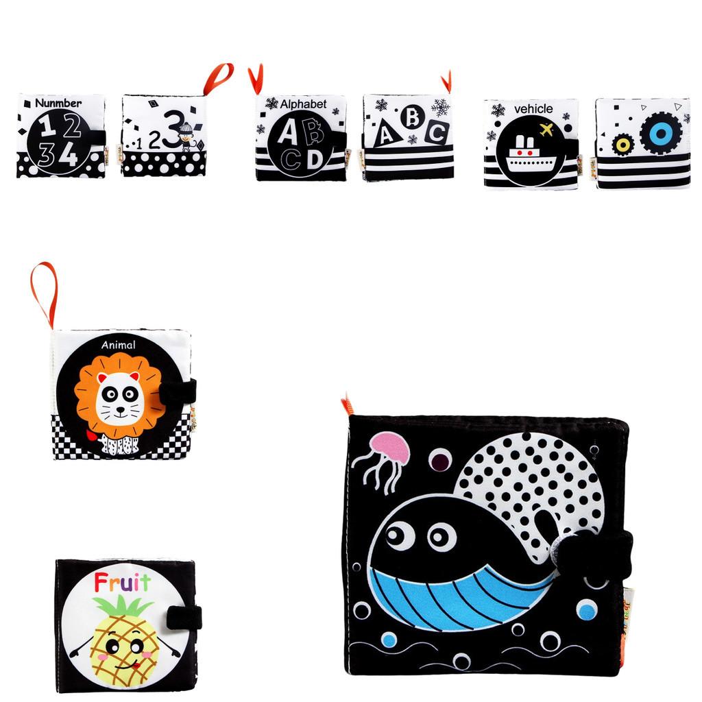 New Baby Cloth Book Black And White Number Cognitive Sound Paper Children's Early Education Book Tear-resistant Cloth Book Infant Toddler Toy