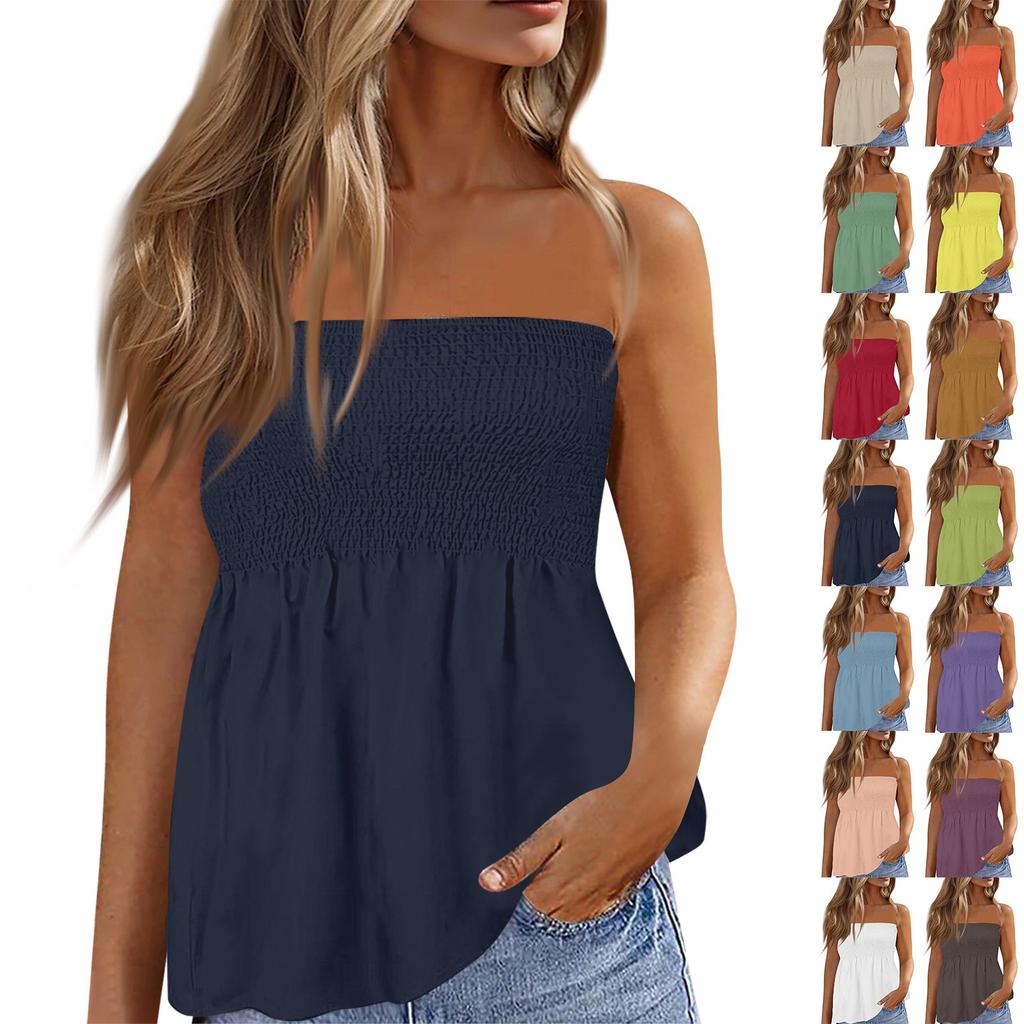 Tube Tops For Women,Cute Sexy Off Shoulder Print Sleeveless T-Shirt