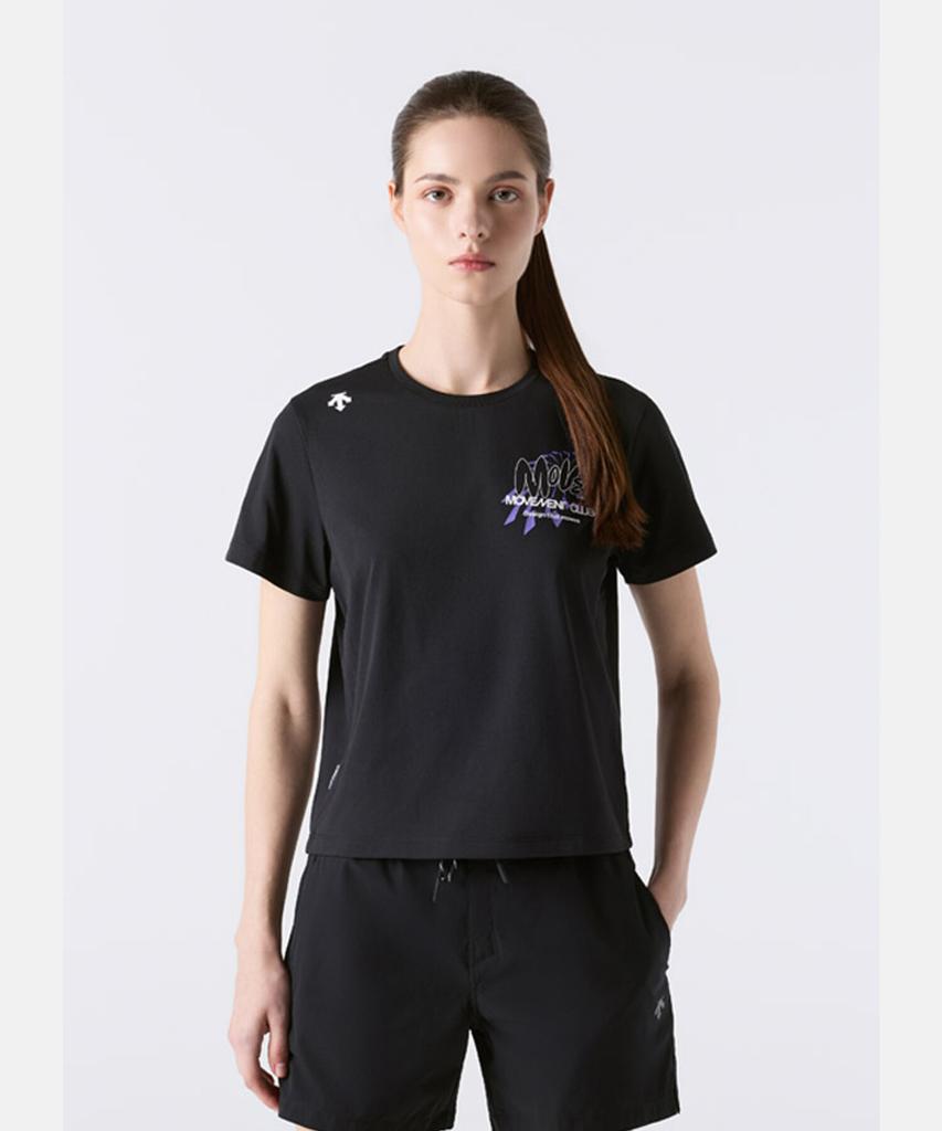 DESCENTE Women'S Graphic Crop Short Sleeve T-Shirt Black Sr222Ets54