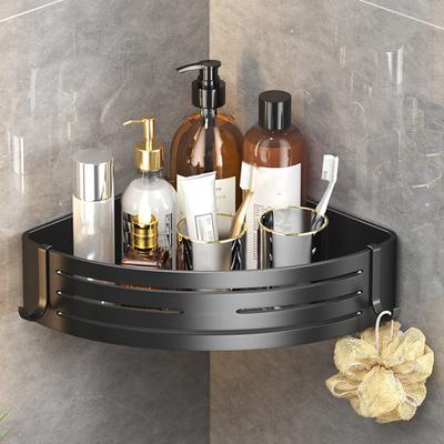 Shower Corner Shelf Storage Tray with Suction Cups Wall Mounted Shower Organizers Removable Toilet Corner Wall Shelf