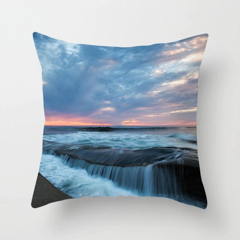 Luxury Home Decor Pillow Cover Car Living Room Sofa Cushion Cover Sunset Dusk Scenery Pattern Cushion Cover