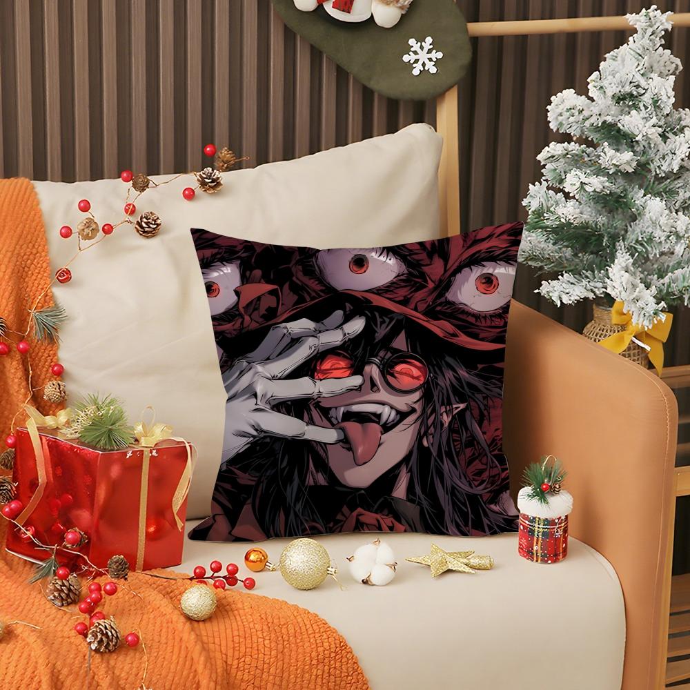 Anime Cool Hot H-Hellsings Pillow Case Anti-dustmite Pillow Invisible zipper silky short plush Sofa cushion cover