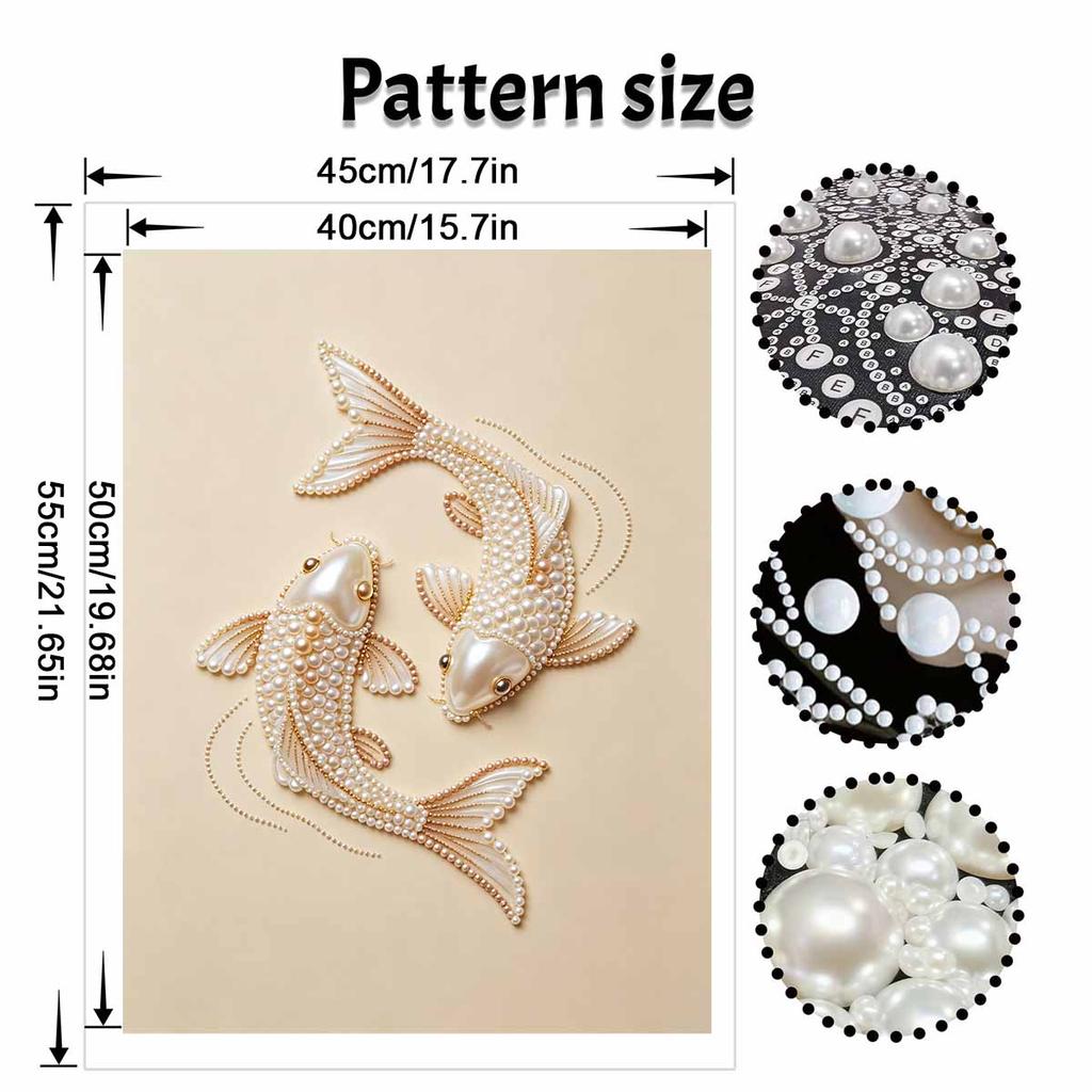 DIY Pearl Embroidery Diamond Painting Kit Koi Fish Sparkling Beads Art Craft Handmade Decoration Gift for Home