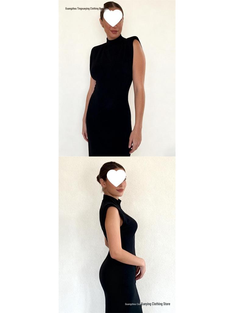 New Style Women's European & American Fashion: Sleeveless Slim Fit Padded Shoulder Hip Skirt