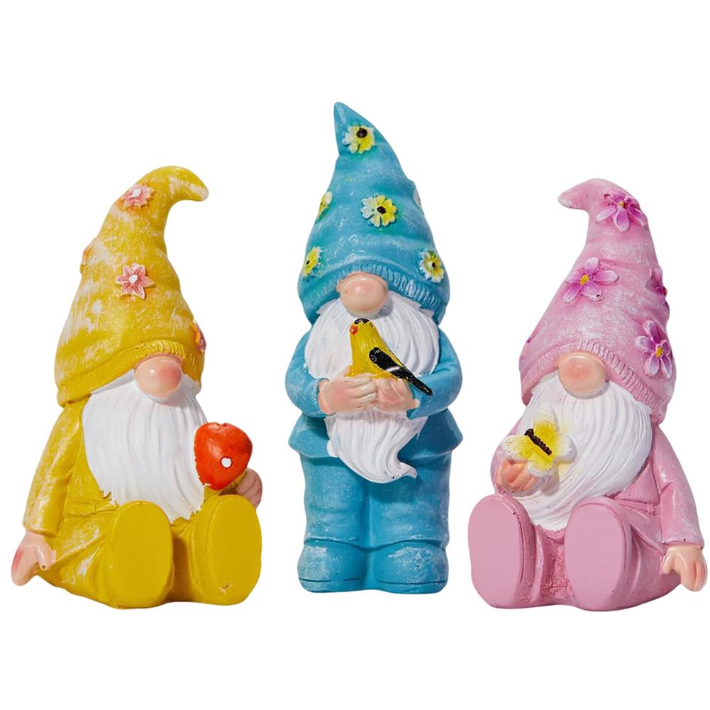 

3Pcs Resin Garden Gnome Statue Outdoor Gnome Ornament Garden Gnome Statue Set for Patio Lawn Yard Home Tabletop Decoration
