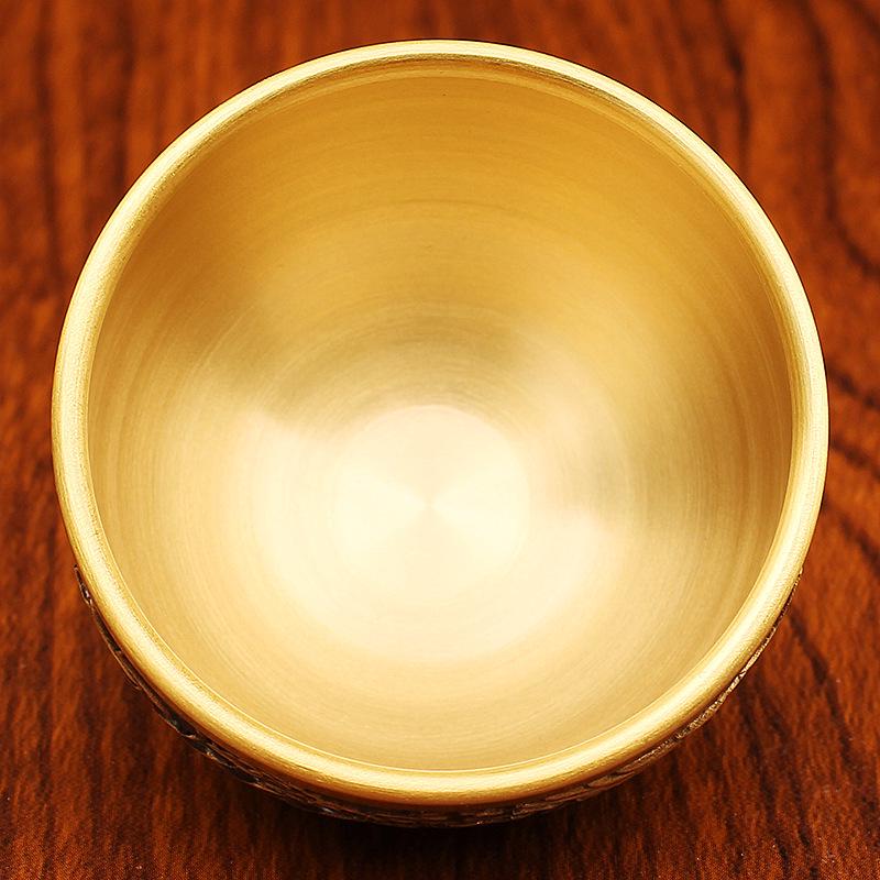 Dragon & Phoenix Brass Copper Teacup: Creative Bronze Metal Wine and Tea Cup