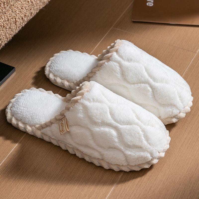 Women's and Men's Plush Non-Slip Cotton Slippers - Indoor Warmth for Spring, Autumn, and Winter