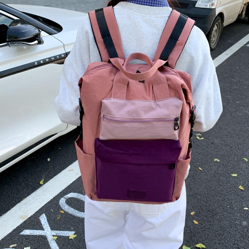 Schoolbag Japanese Contrast Color Backpack Large Capacity School Bag Lightweight Outdoor Travel Mountaineering Backpack Student Multifunctional