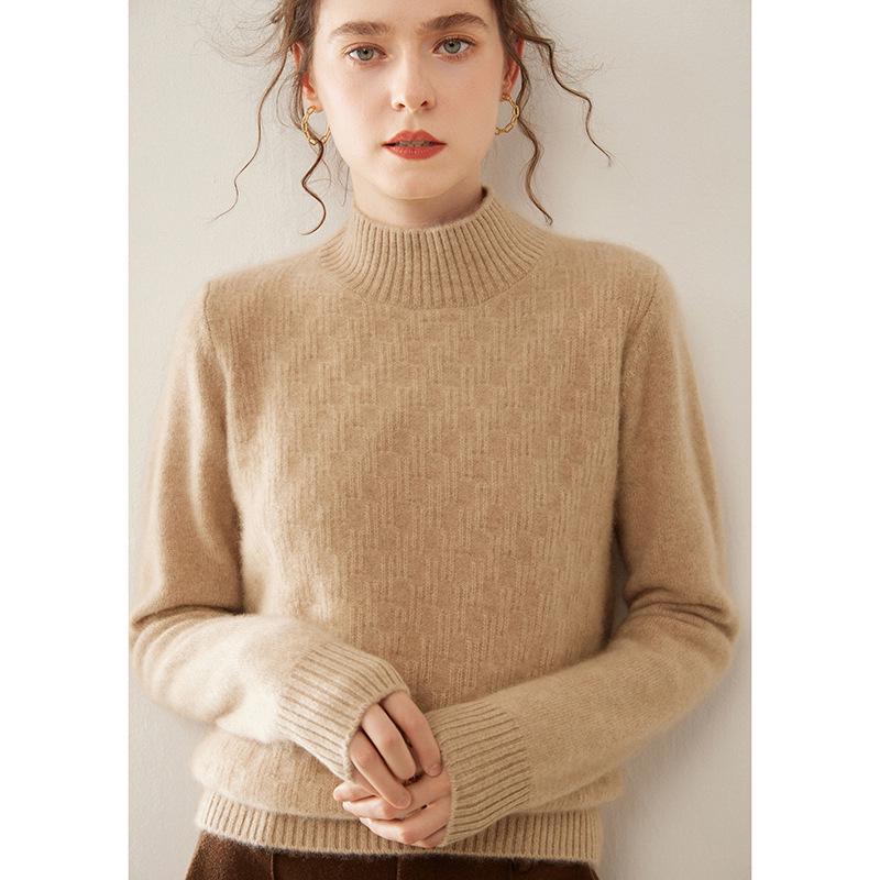 Women's Thickened Cashmere Knit Sweater: Vertical Stripes, Long Sleeves, Solid Color Pullover - Perfect for Layering