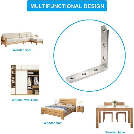

Угловой кронштейн из нержавеющей стали - 10 шт. Сверхпрочные угловые кронштейны для деревянной мебели и металлических соединений - 3 x 3 дюйма - с винтом 3*3Inch 8Pcs