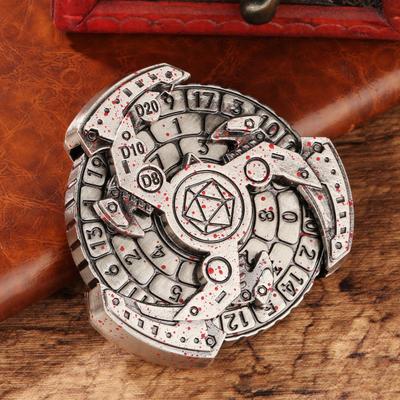 Yousheng 7-In-1 Vintage Roulette Dice Fidget Spinner Heavy Duty Zinc Alloy Rotatable Carved Metal Dice RPG Role Playing Board Game Accessories