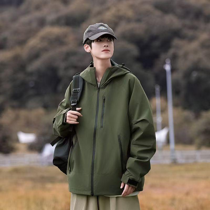 Outdoor Windproof Jacket Hiking Camping Couple Breathable Wear-resistant Hooded Coat