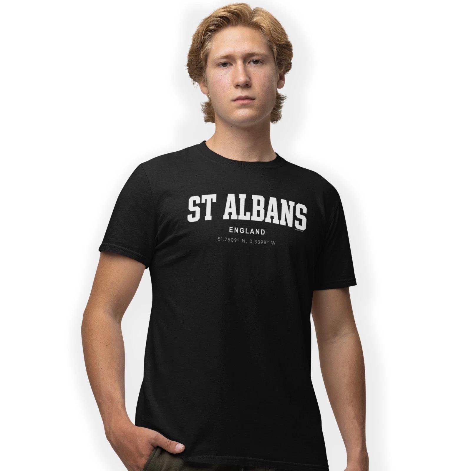 St Albans Varsity Style Print With Coordinates Hand Printed T-Shirt Size S - 5XL S