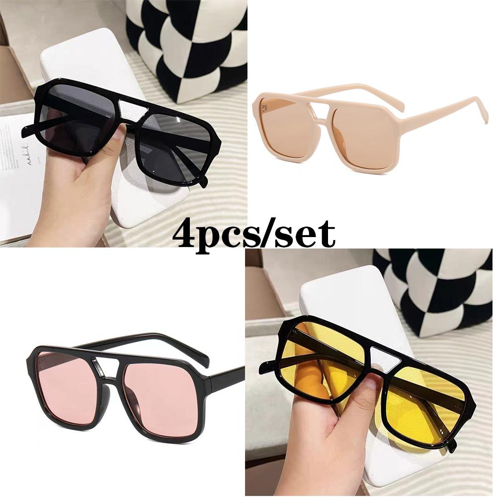 

Новые 4 шт./набор Квадратные солнцезащитные очки с двойной перекладиной Женские Мужские Винтажные Роскошные Прямоугольные Солнцезащитные очки Оттенки Женские солнцезащитные очки Очки MULTI