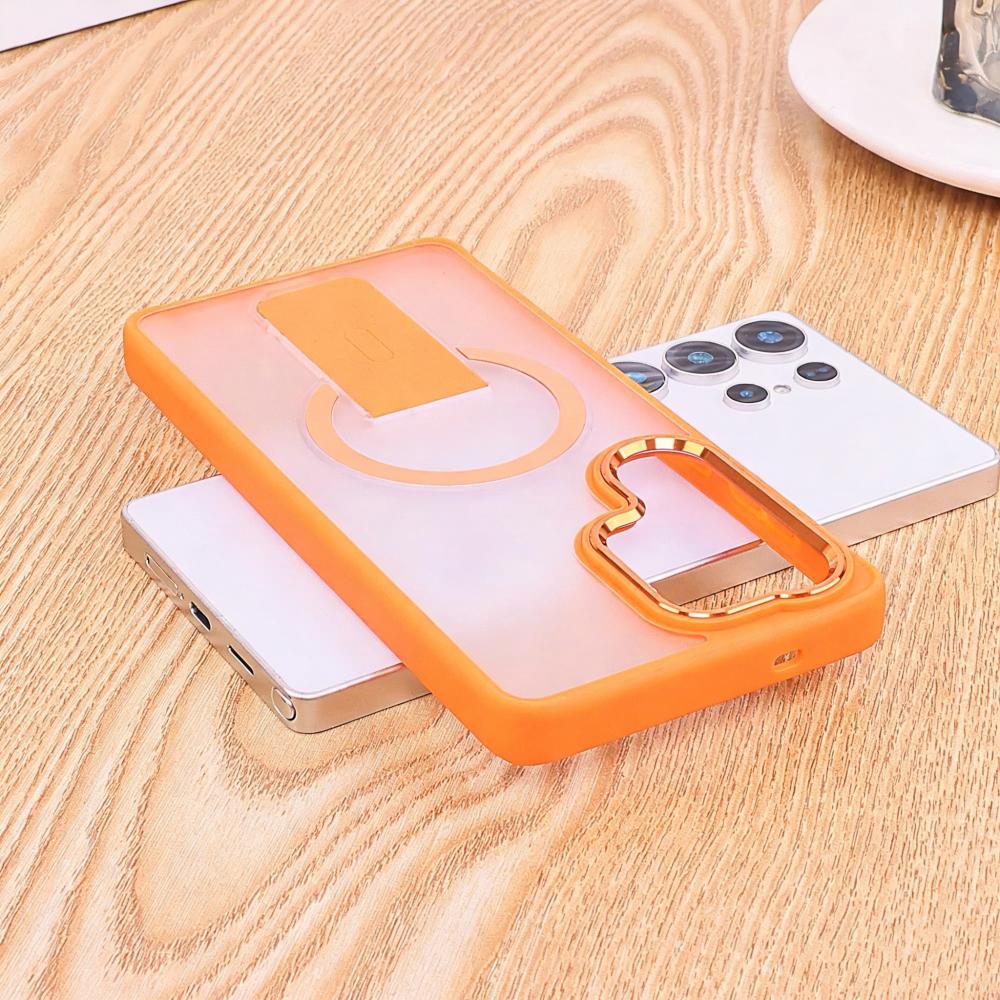 For Magsafe Fold Stand Holder Matte Case For Samsung S26 S25 S23 S24 Ultra Plus FE A57 A37 A17 A56 A55 A36 A26 A16 Cover